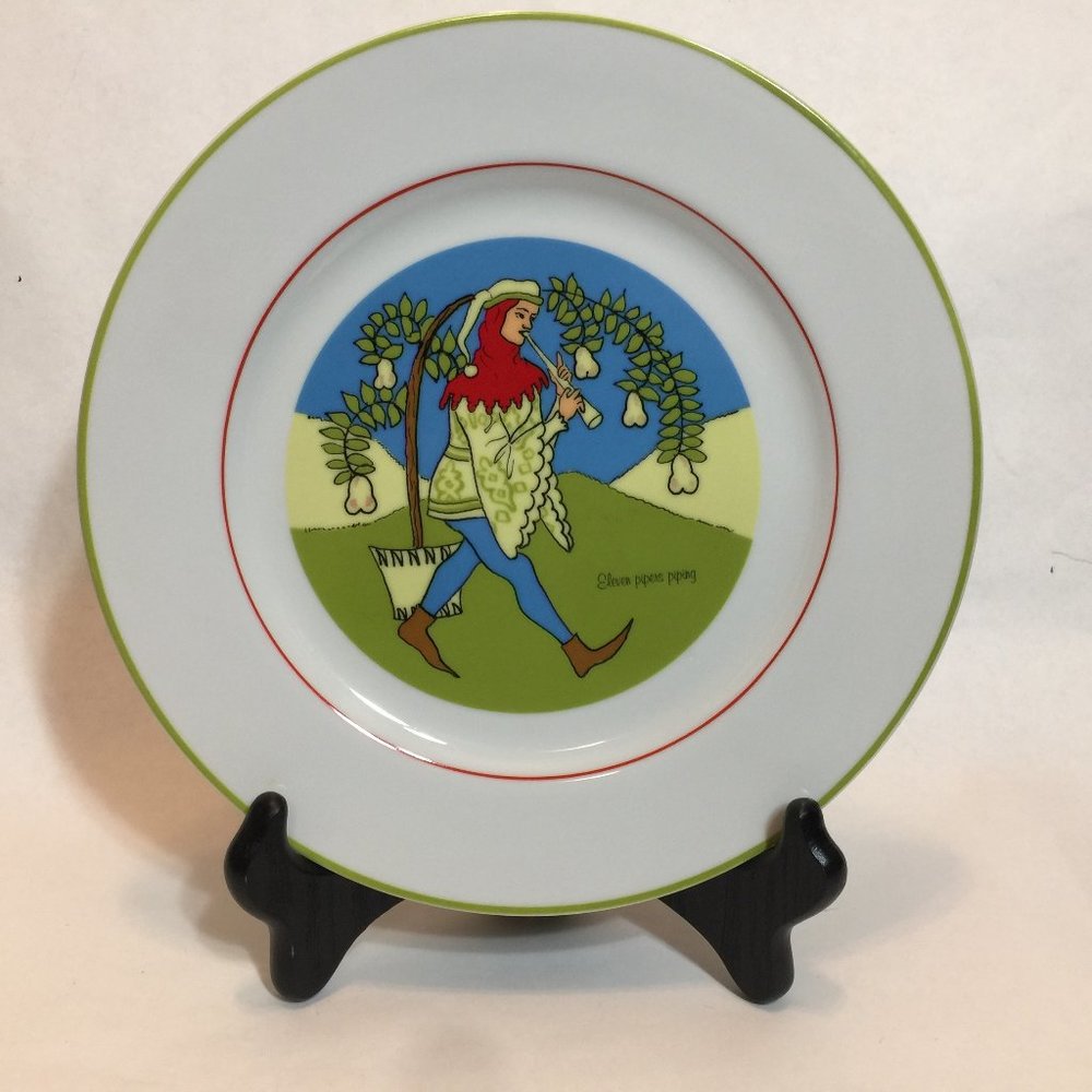 Twelve Days Of Christmas 10 Inch Plate  11 Pipers